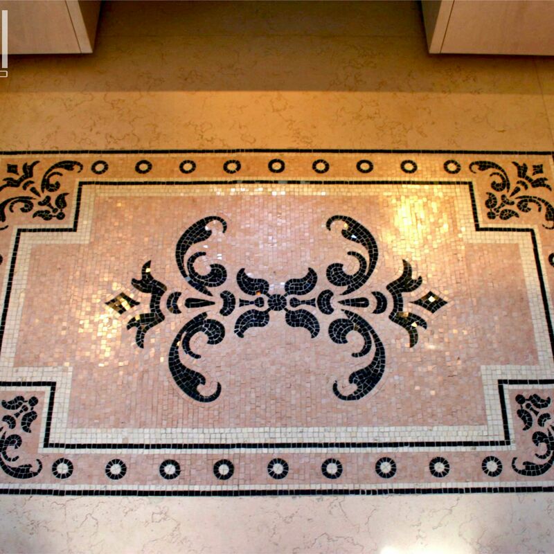 - Custom handmade marble mosaic rug