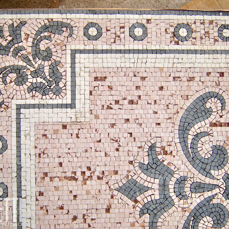 - Process custom handmade marble mosaic rug